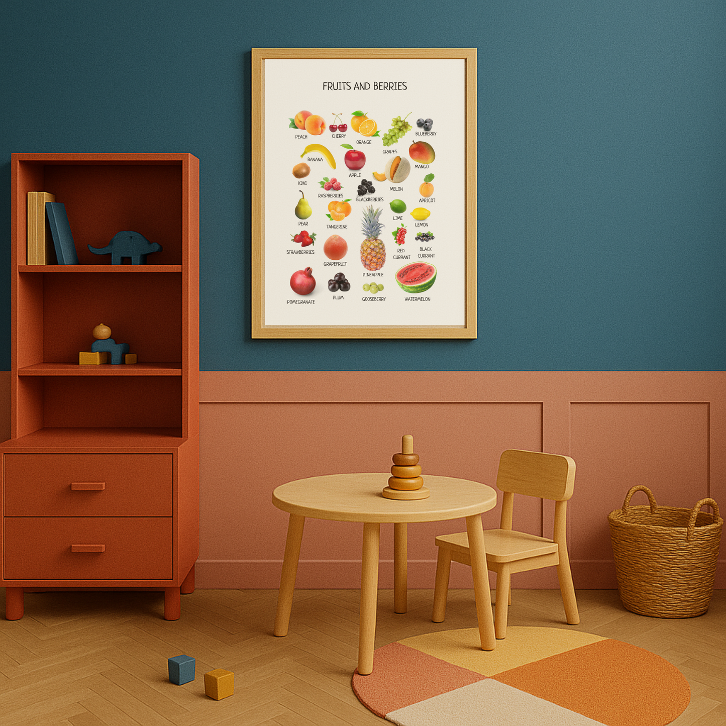 Fruits and Berries Poster – Educational Wall Art for Kids