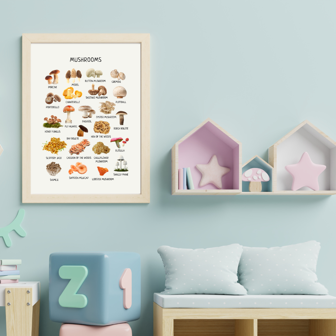 Mushroom Poster - Homeschool Educational Learning Printable Wall Decor Poster