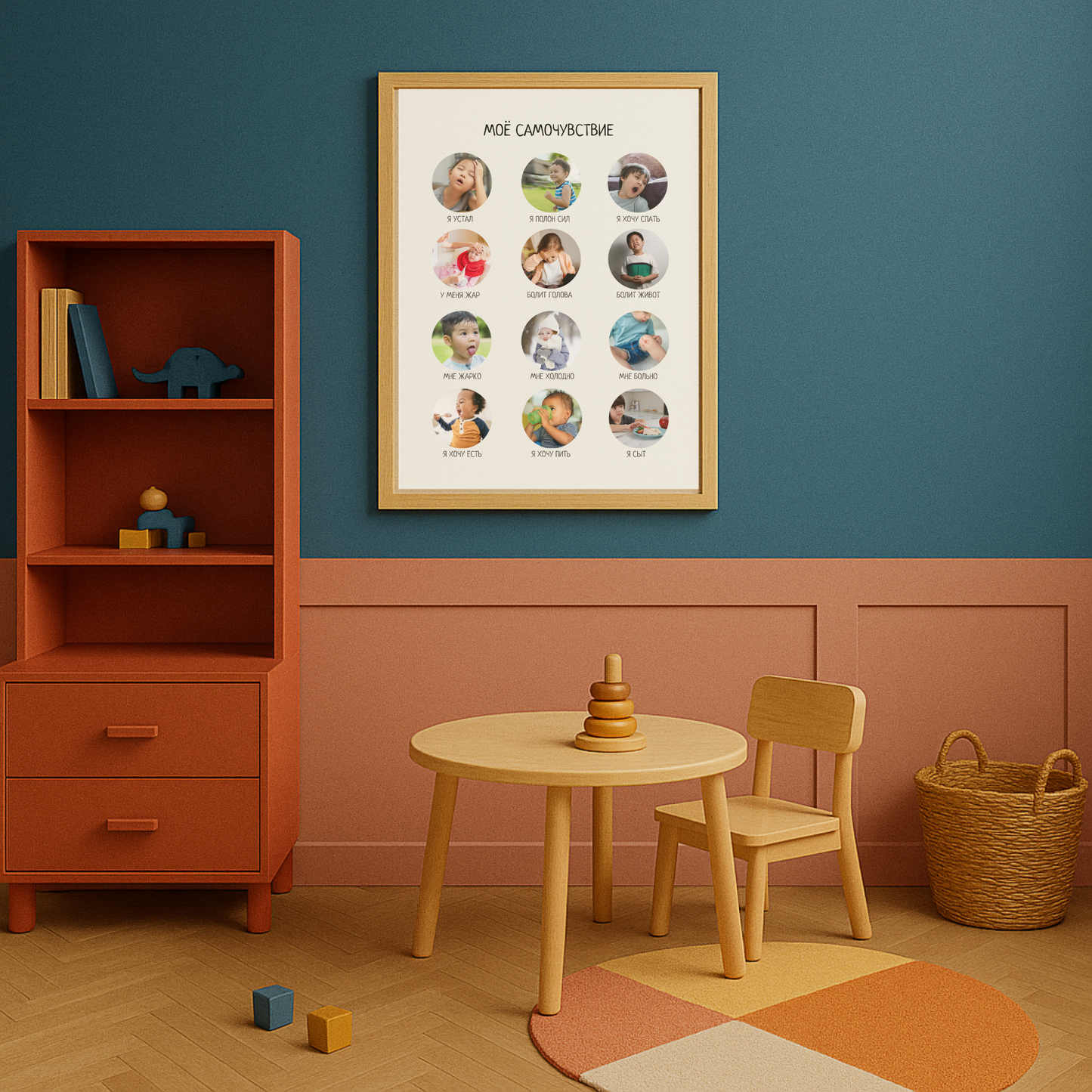 Обучающий плакат "Моё самочувствие" | How I'm feeling, Educational Poster in Russian, Montessori Poster, Learning Poster, Printable Poster