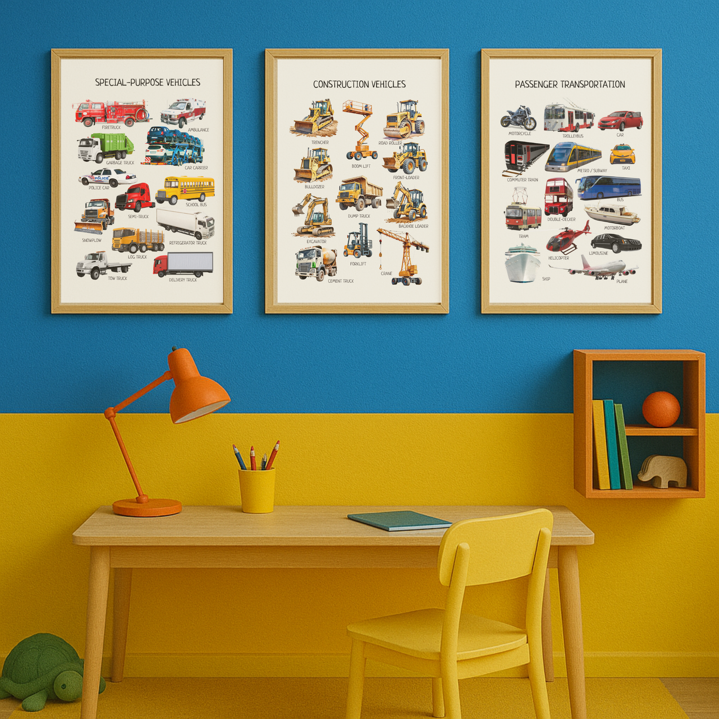 Construction Vehicles Poster for Kids – Educational Decor