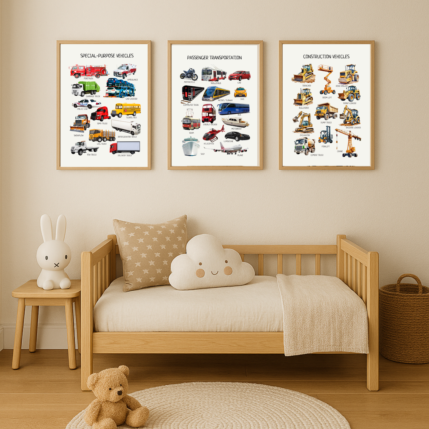 Construction Vehicles Poster for Kids – Educational Decor