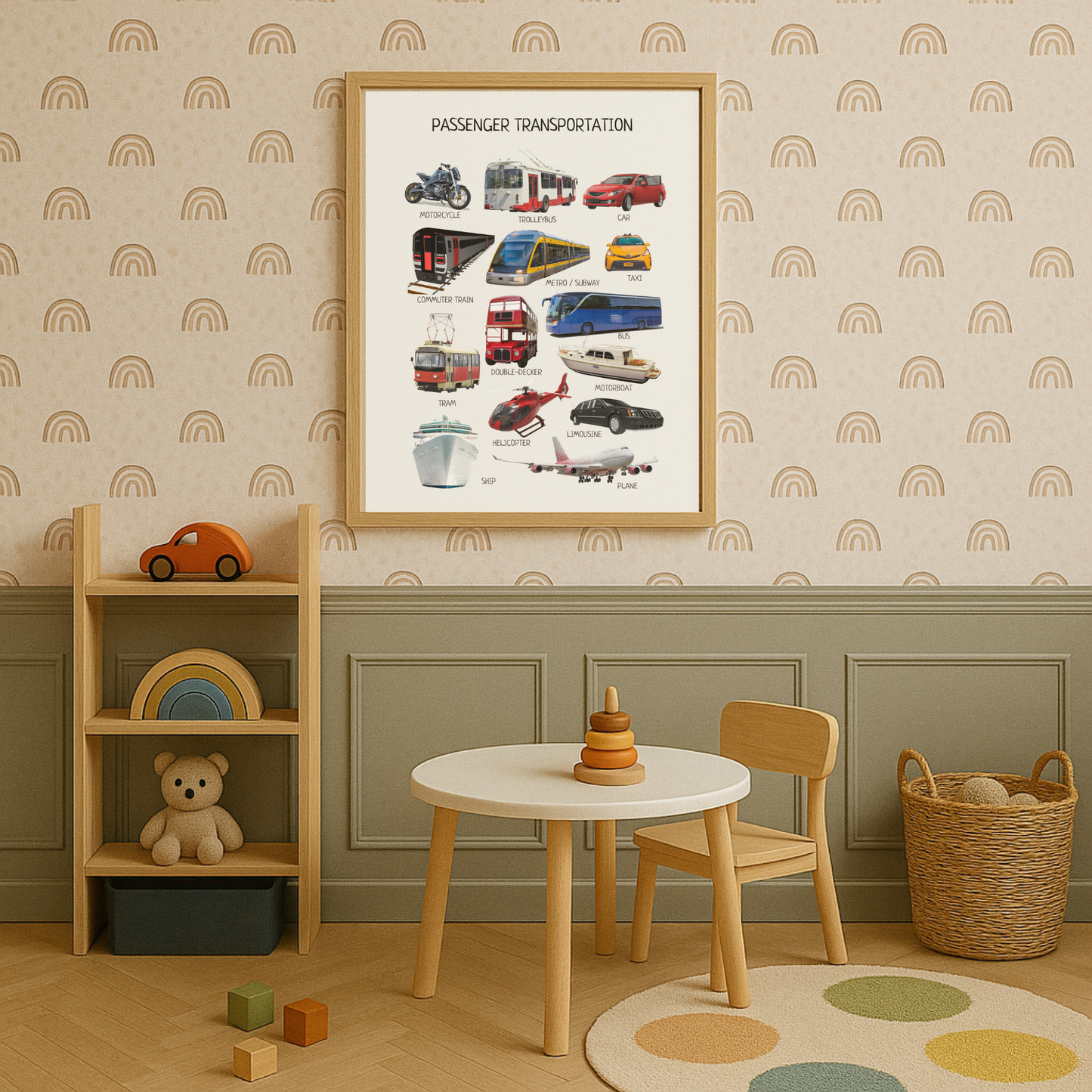 Passenger Transport Poster, Educational Vehicles Poster, Montessori Wall Art, Classroom Decor, Nursery Room Decor, DIGITAL DOWNLOAD