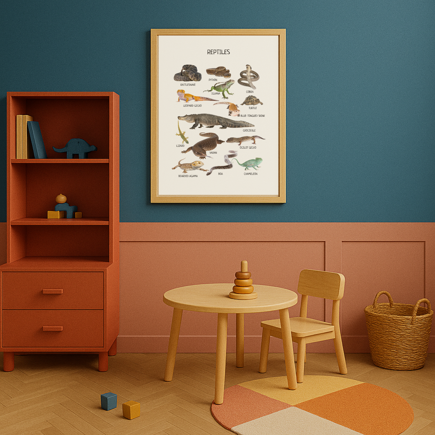 Reptiles Amphibians Montessori Educational Poster, Animal Poster, Toddler Room Decor, Montessori Learning Printables, Digital Download