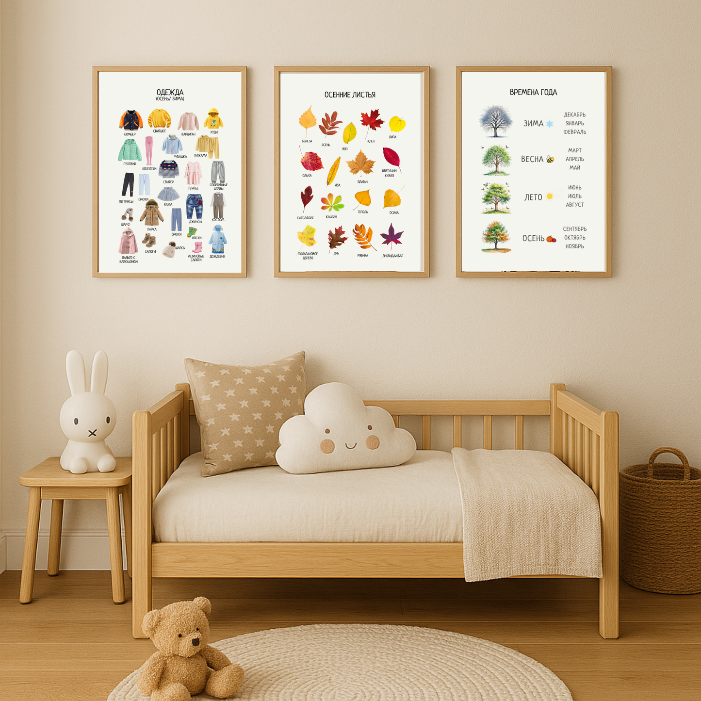 Winter Clothes Educational Poster in Russian | Learning Printable Poster | Digital Download