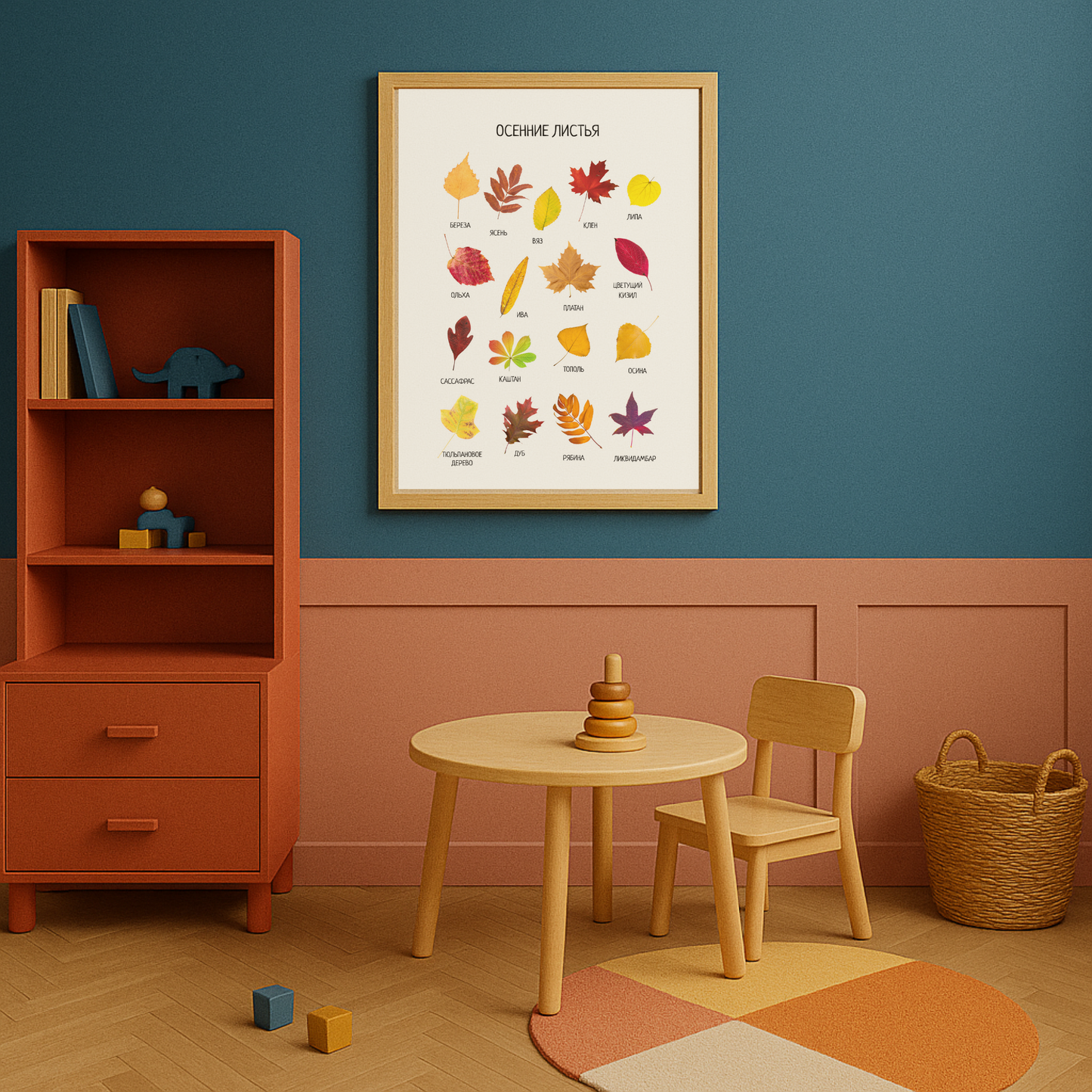 Fall Leaves Educational Poster in Russian | Learning Printable Poster | Digital Download