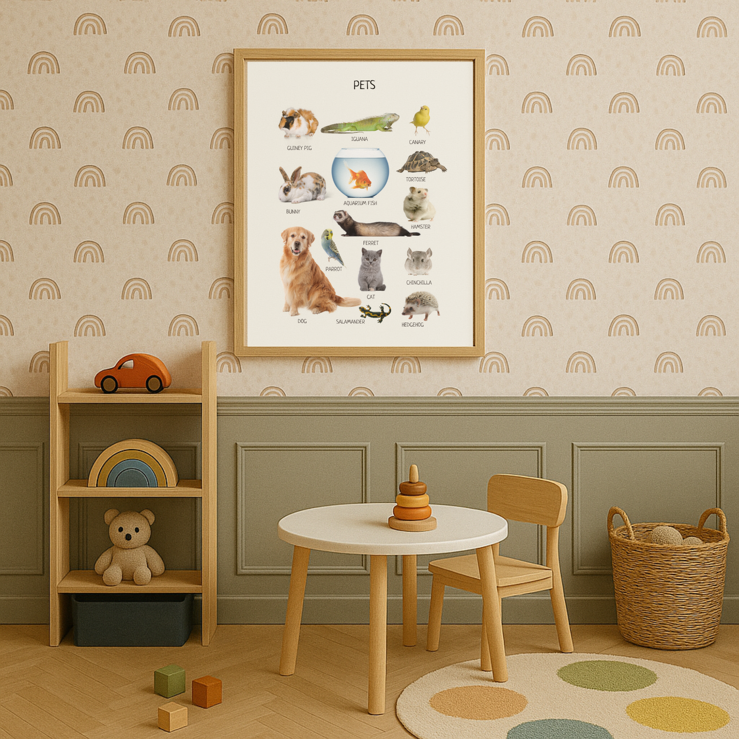 Pets Animal Poster, Educational Printable Wall Art, Kids Learning Poster, Preschool Animals Print, Nursery Room Decor, DIGITAL DOWNLOAD