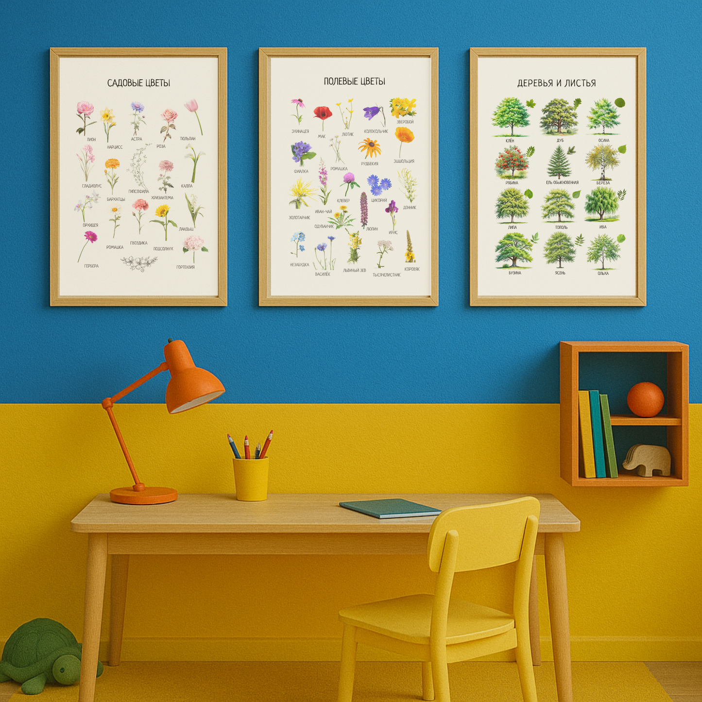 Garden Flowers Poster in Russian – Educational Wall Art