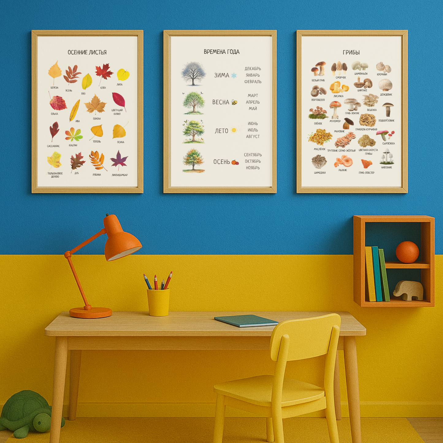 Fall Leaves Educational Poster in Russian | Learning Printable Poster | Digital Download