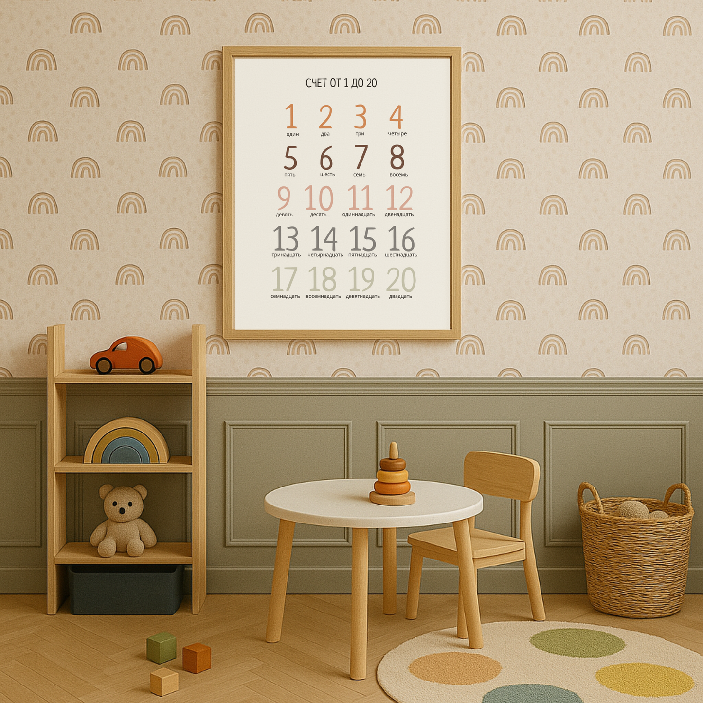 Counting 1–20 Educational Wall Poster | Kids Room Decor Print