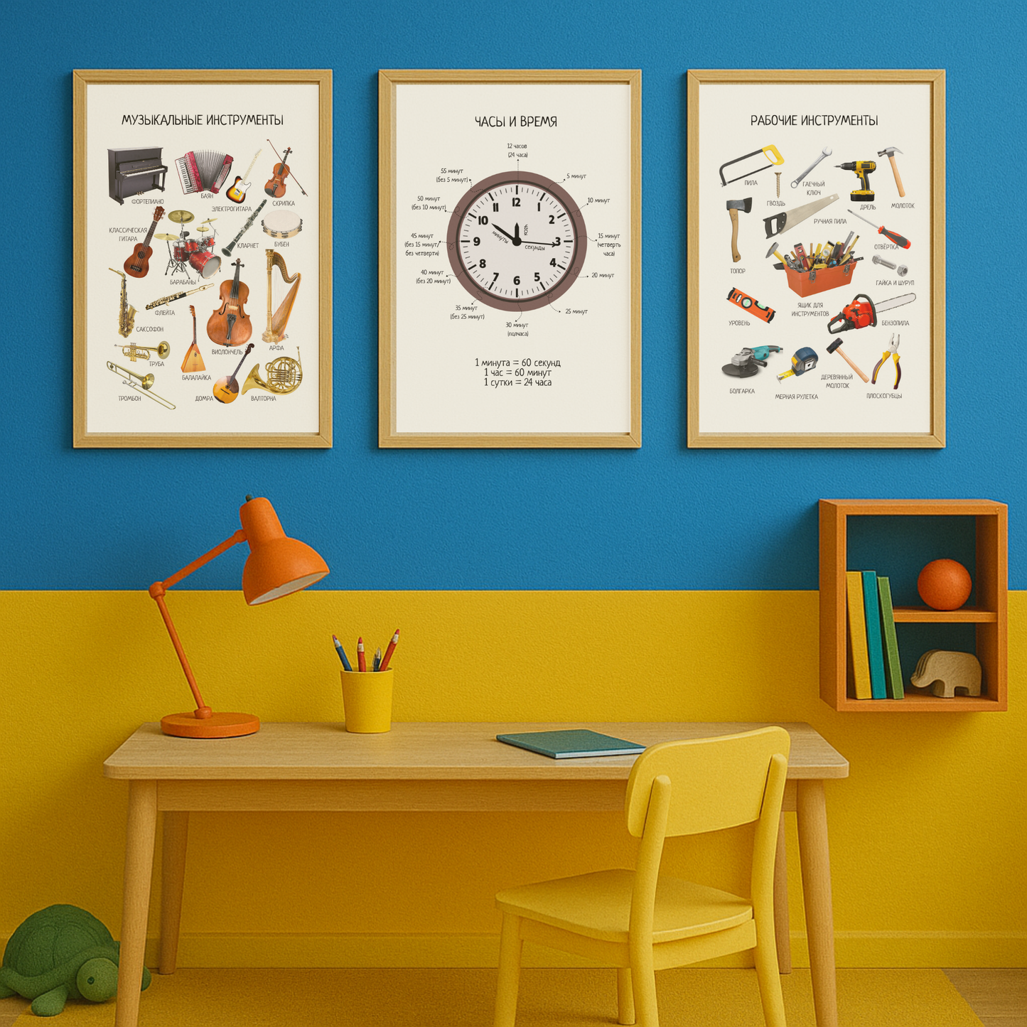 Musical Instruments Poster - Educational Russian Wall Decor