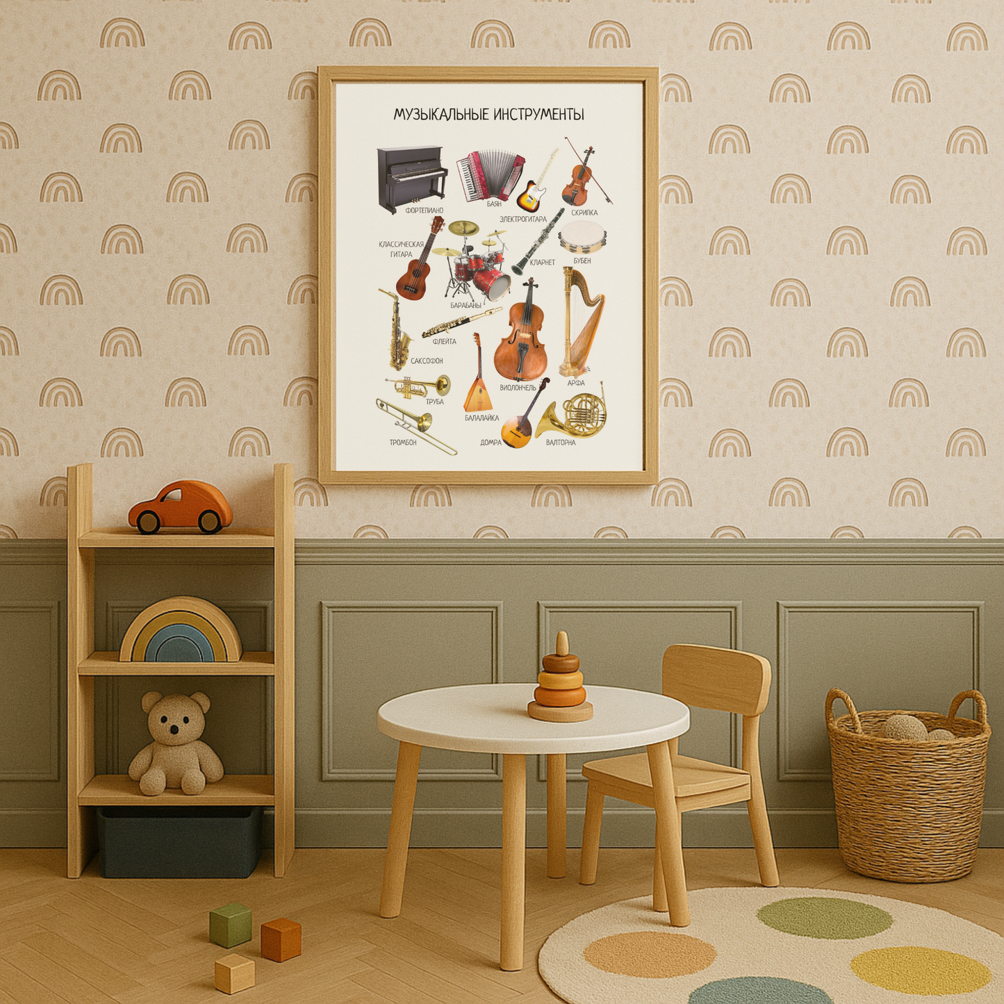 Musical Instruments Poster - Educational Russian Wall Decor