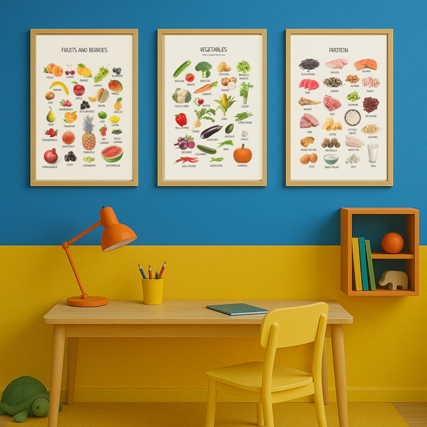 Fruits and Berries Poster – Educational Wall Art for Kids