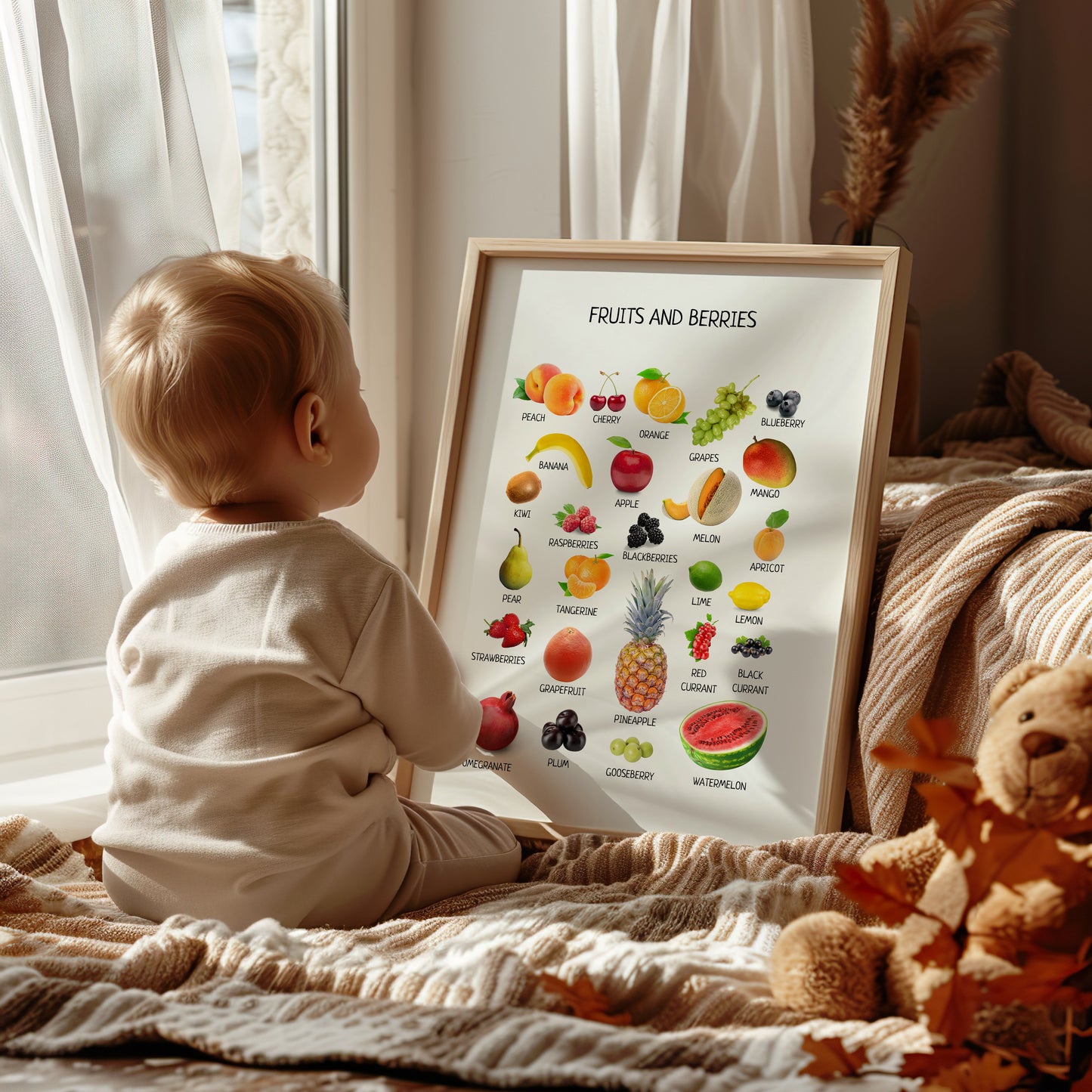 Fruits and Berries Poster – Educational Wall Art for Kids