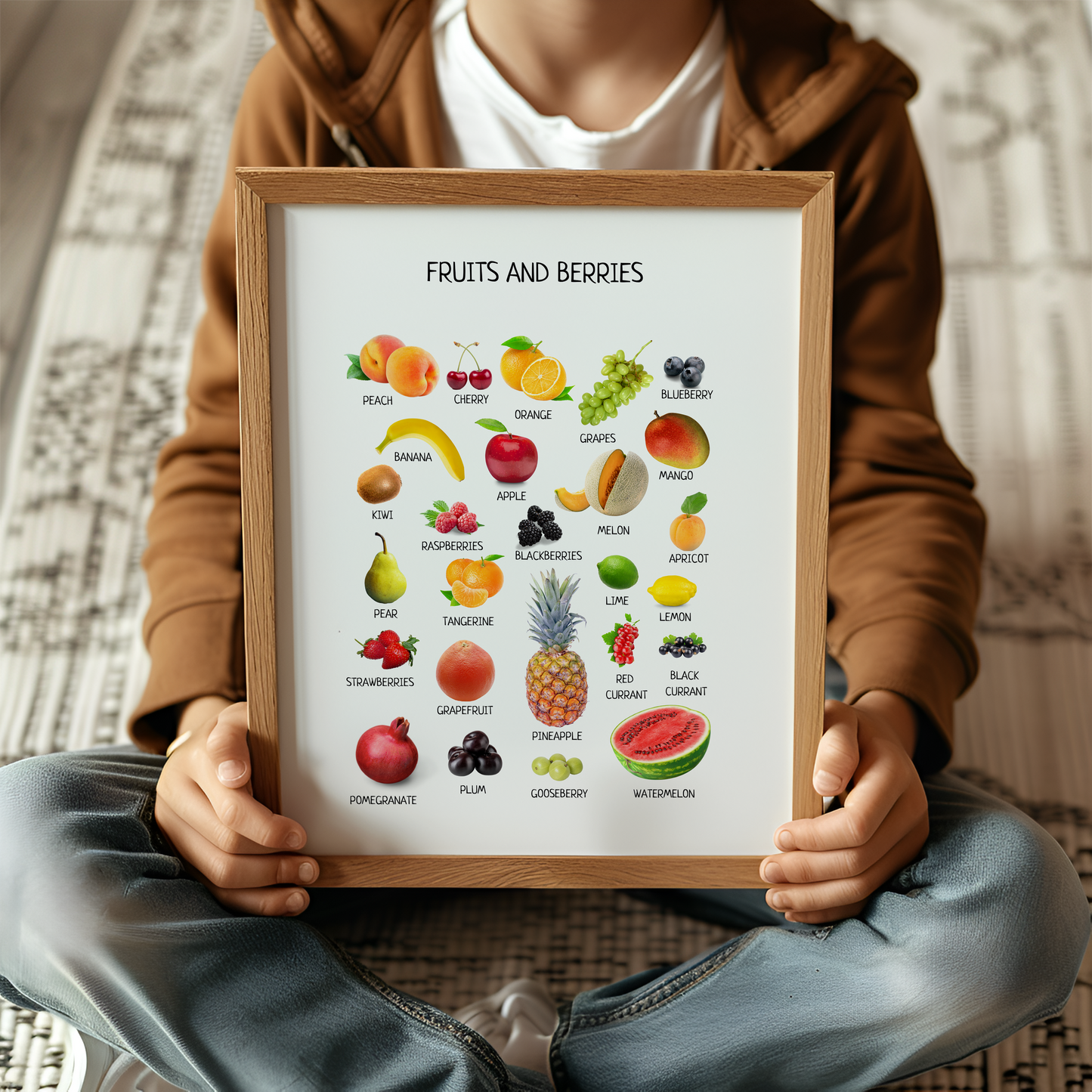 Fruits and Berries Poster – Educational Wall Art for Kids