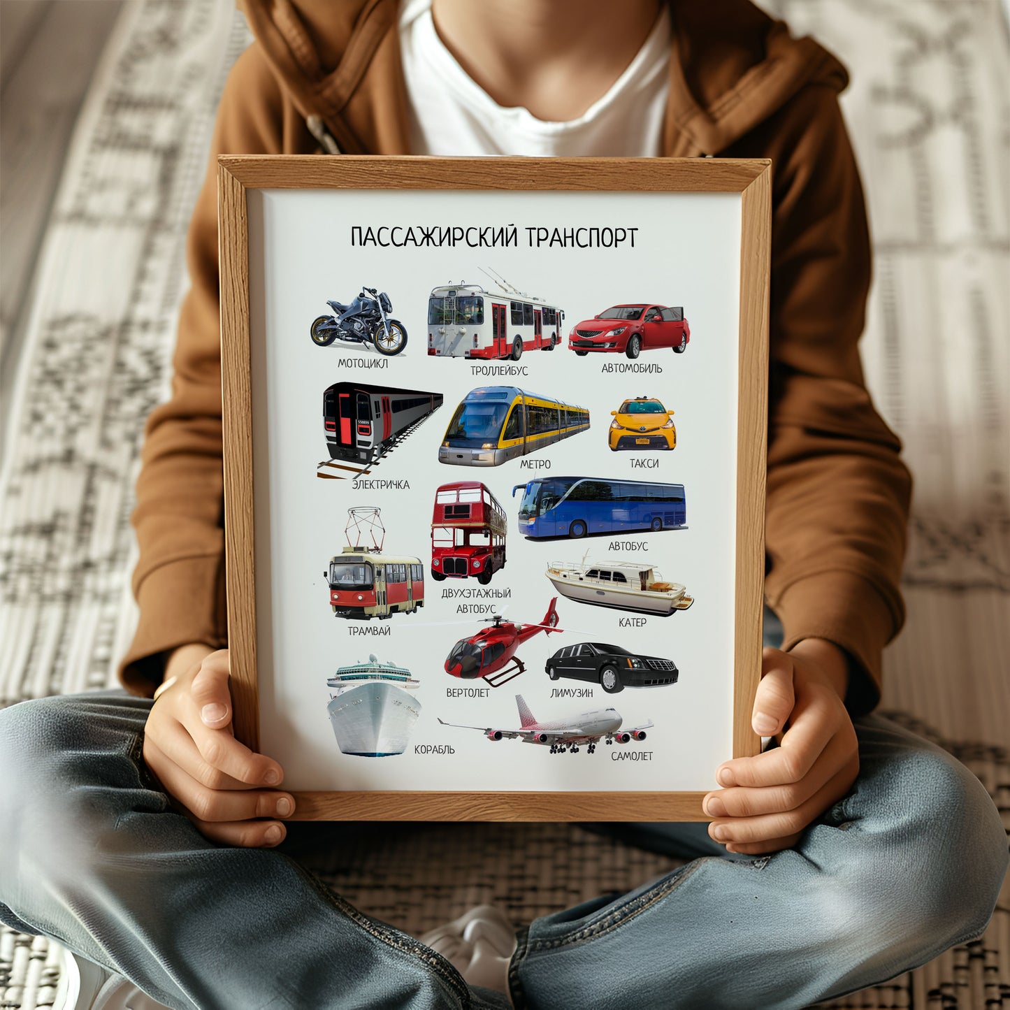 Passenger Transport Poster in Russian - Educational Wall Art