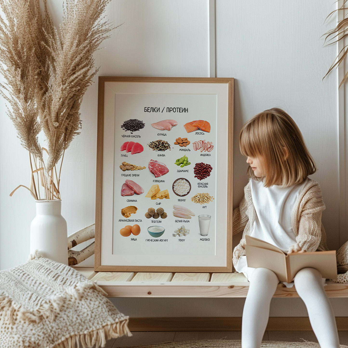 Protein-Rich Foods Poster in Russian - Nursery & Classroom