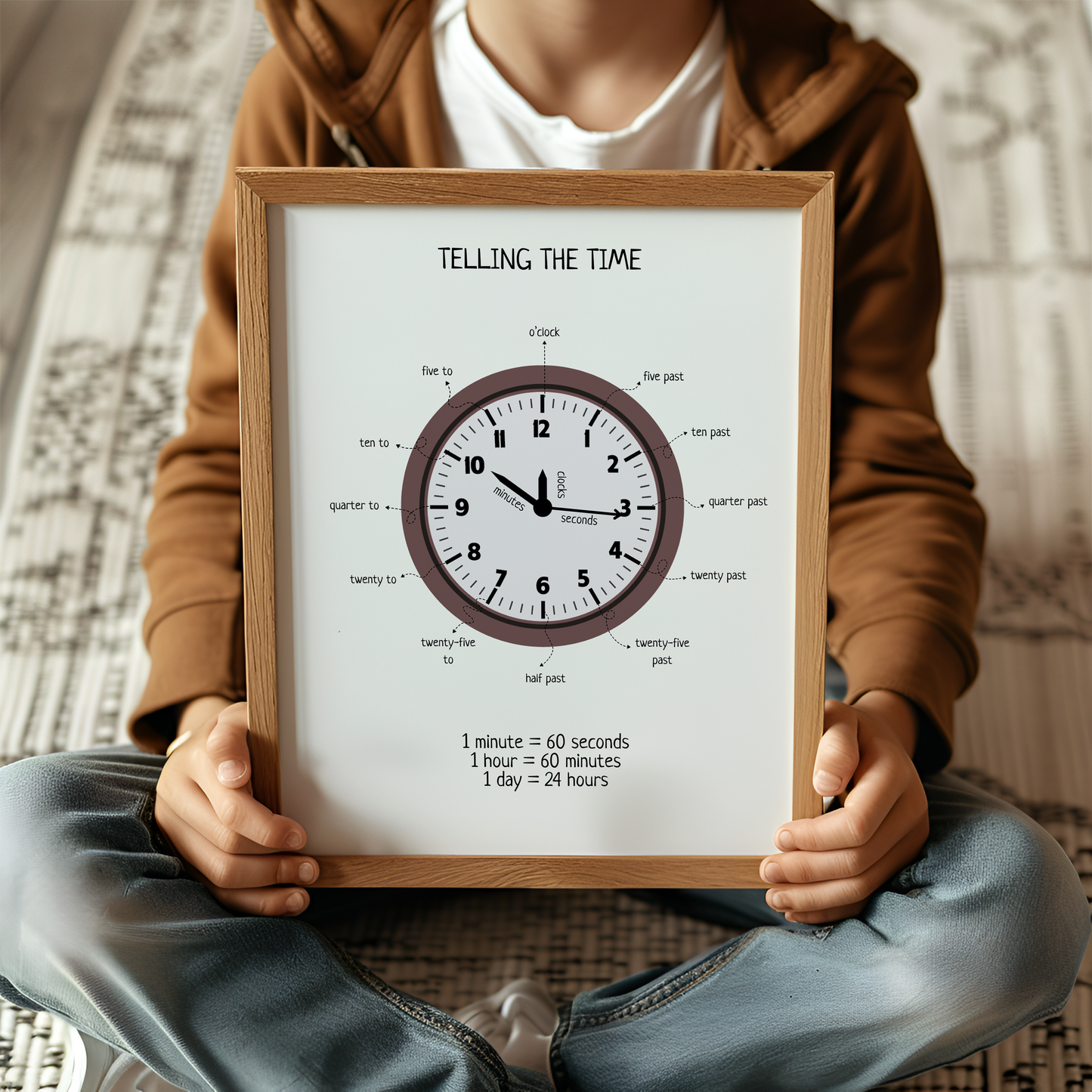 Clock and Time Poster – Educational Classroom Wall Art Print