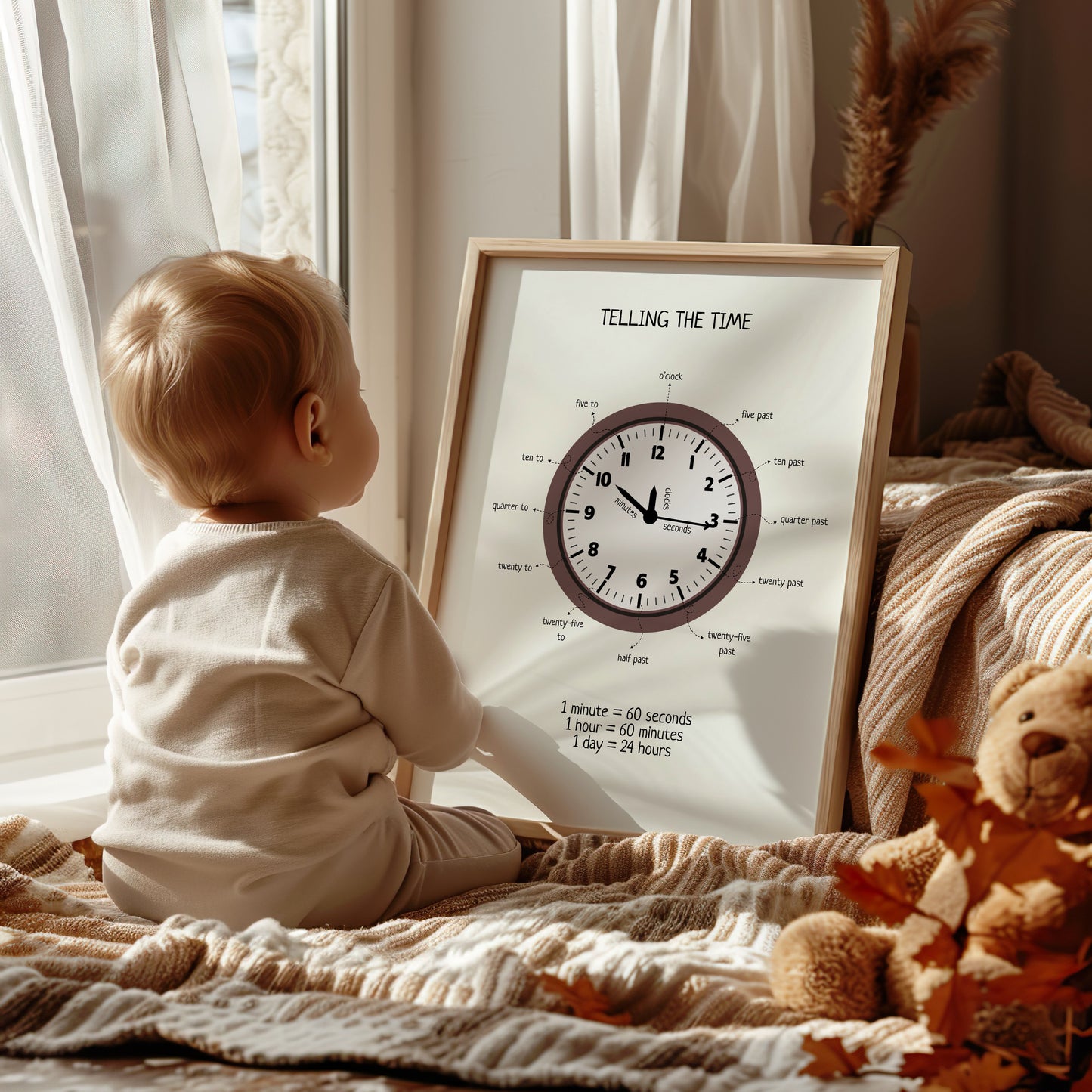 Clock and Time Poster – Educational Classroom Wall Art Print