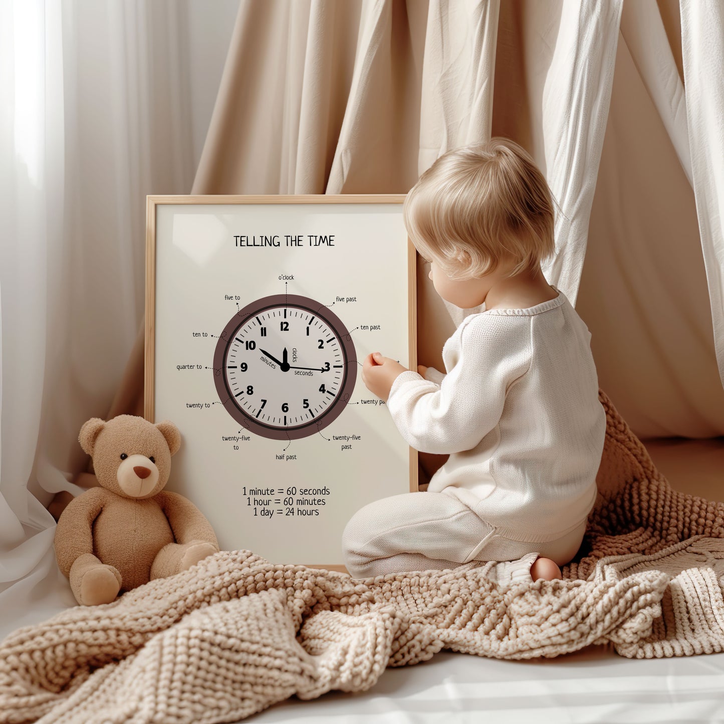 Clock and Time Poster – Educational Classroom Wall Art Print