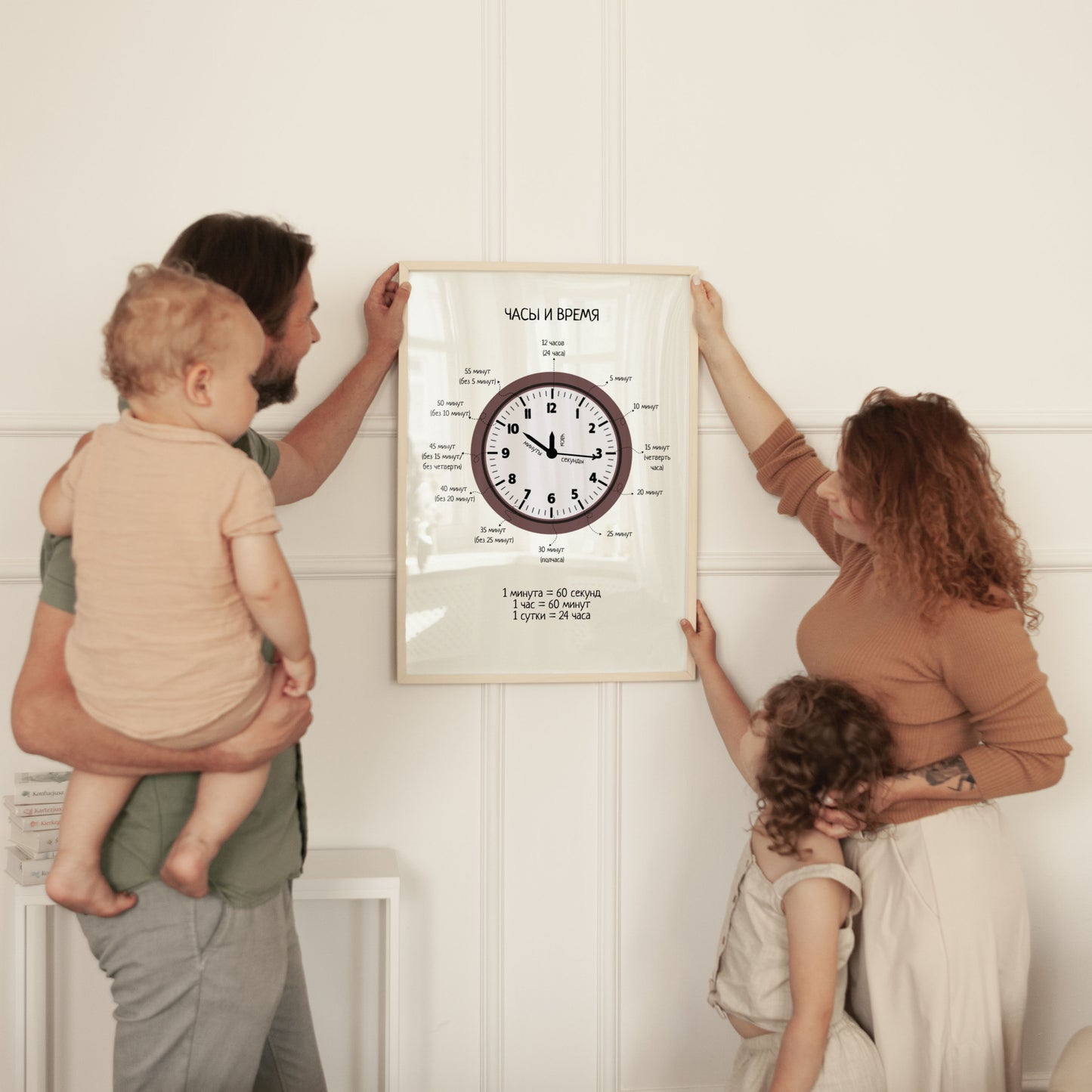 Telling The Time Poster in Russian – Educational Wall Print