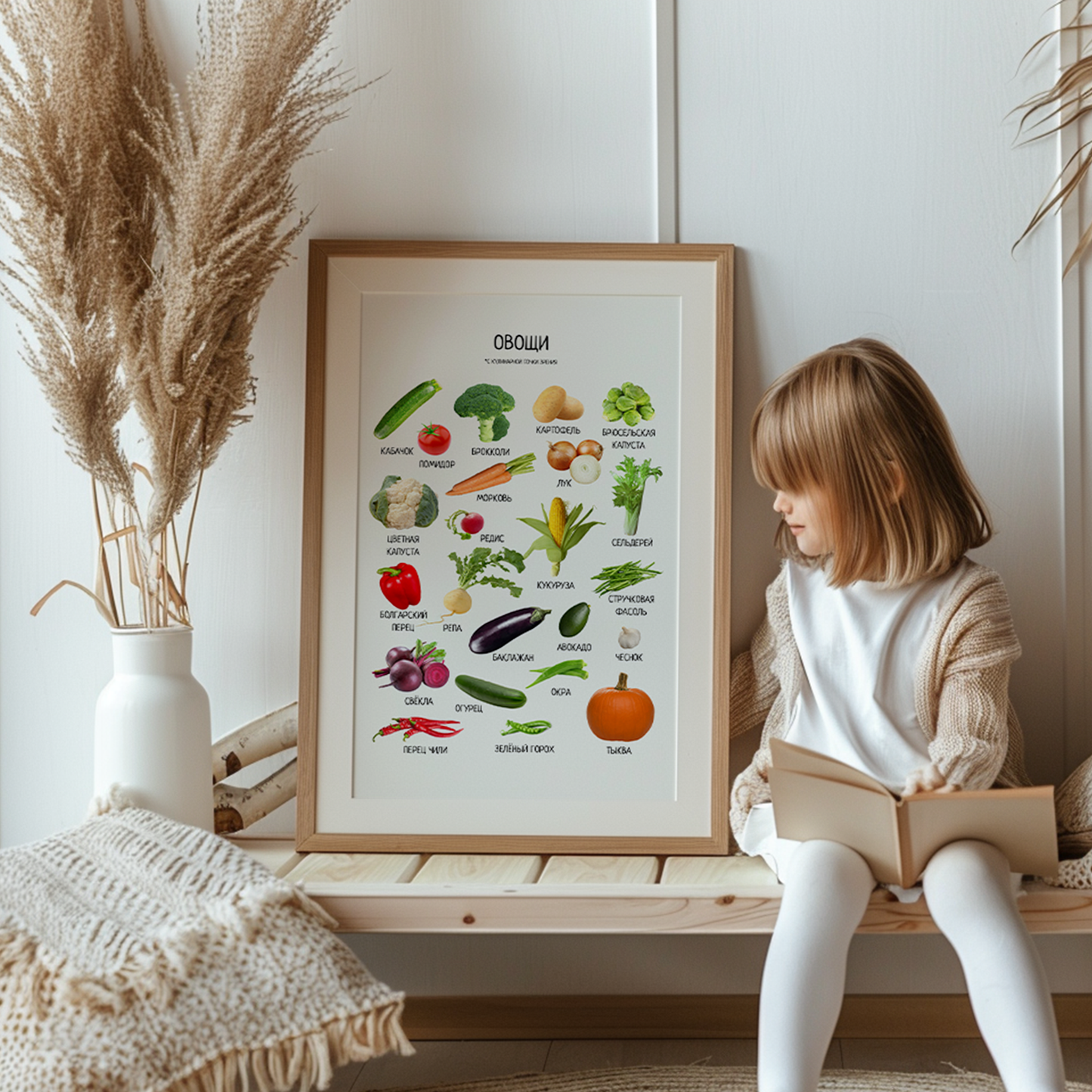 Обучающий плакат "Овощи"| Educational Poster "Vegetables" (Actual Print) in Russian. Home & Classroom Decor, *Frame not included