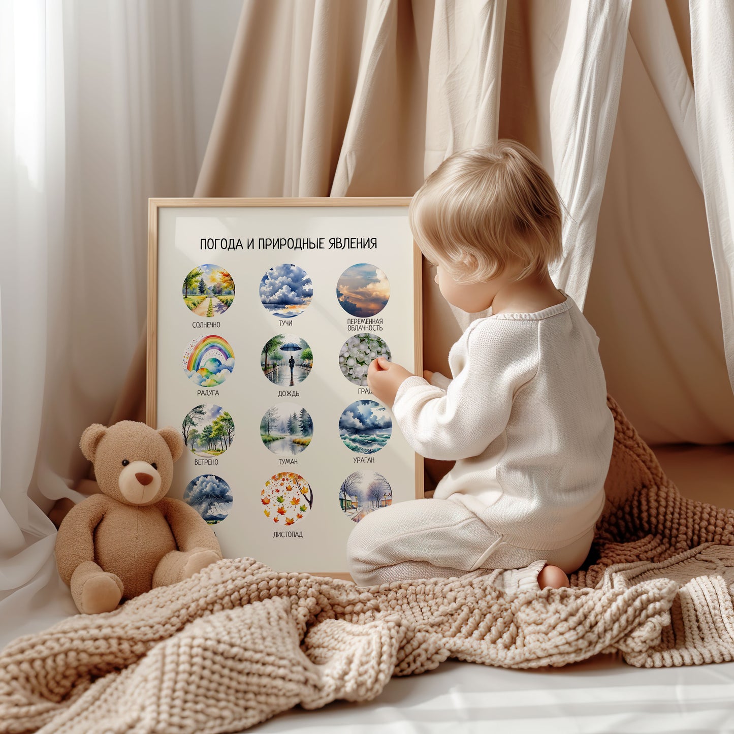 Russian Weather Poster for Kids – Educational Nursery Wall Art