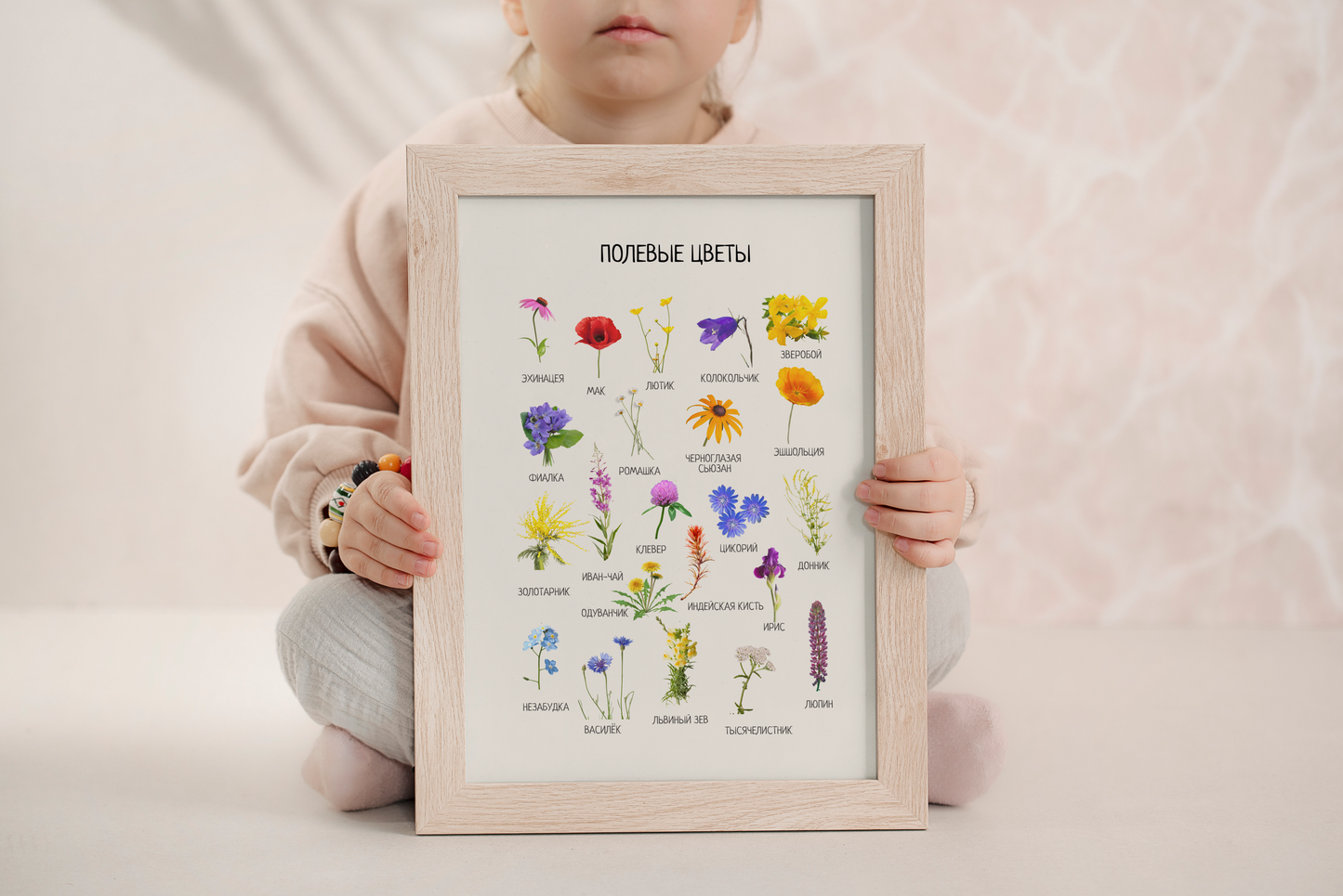 Wildflower Poster in Russian – Botanical Kids Wall Art