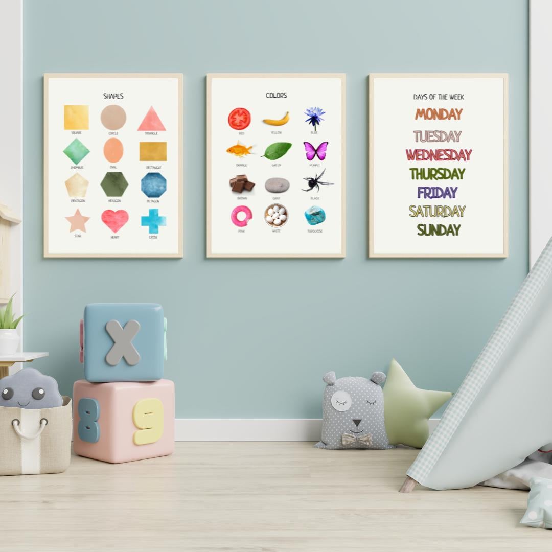 Educational Posters | 36 Homeschool Prints | Montessori Classroom Decor | Learning Posters | 36 Topics for Young Children & Preschoolers