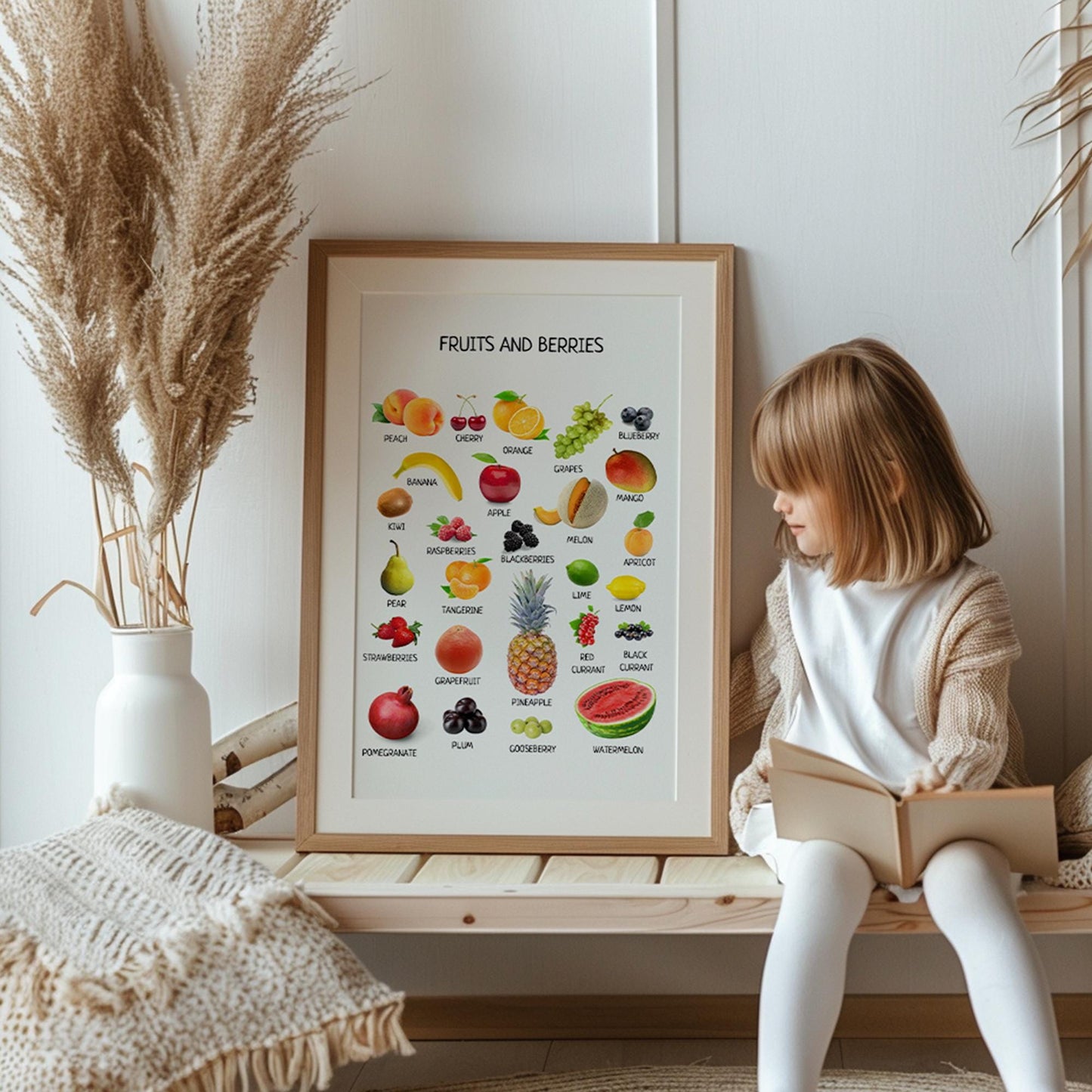 Fruits and Berries Poster, Kids Learning Poster, Montessori Educational Prints, Classroom Decor, Nursery Room Decor, Digital Download