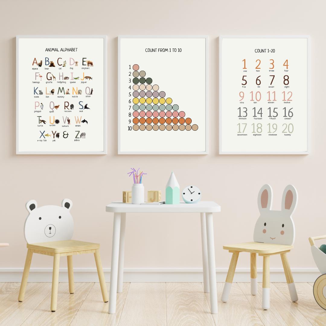 Educational Posters | 36 Homeschool Prints | Montessori Classroom Decor | Learning Posters | 36 Topics for Young Children & Preschoolers