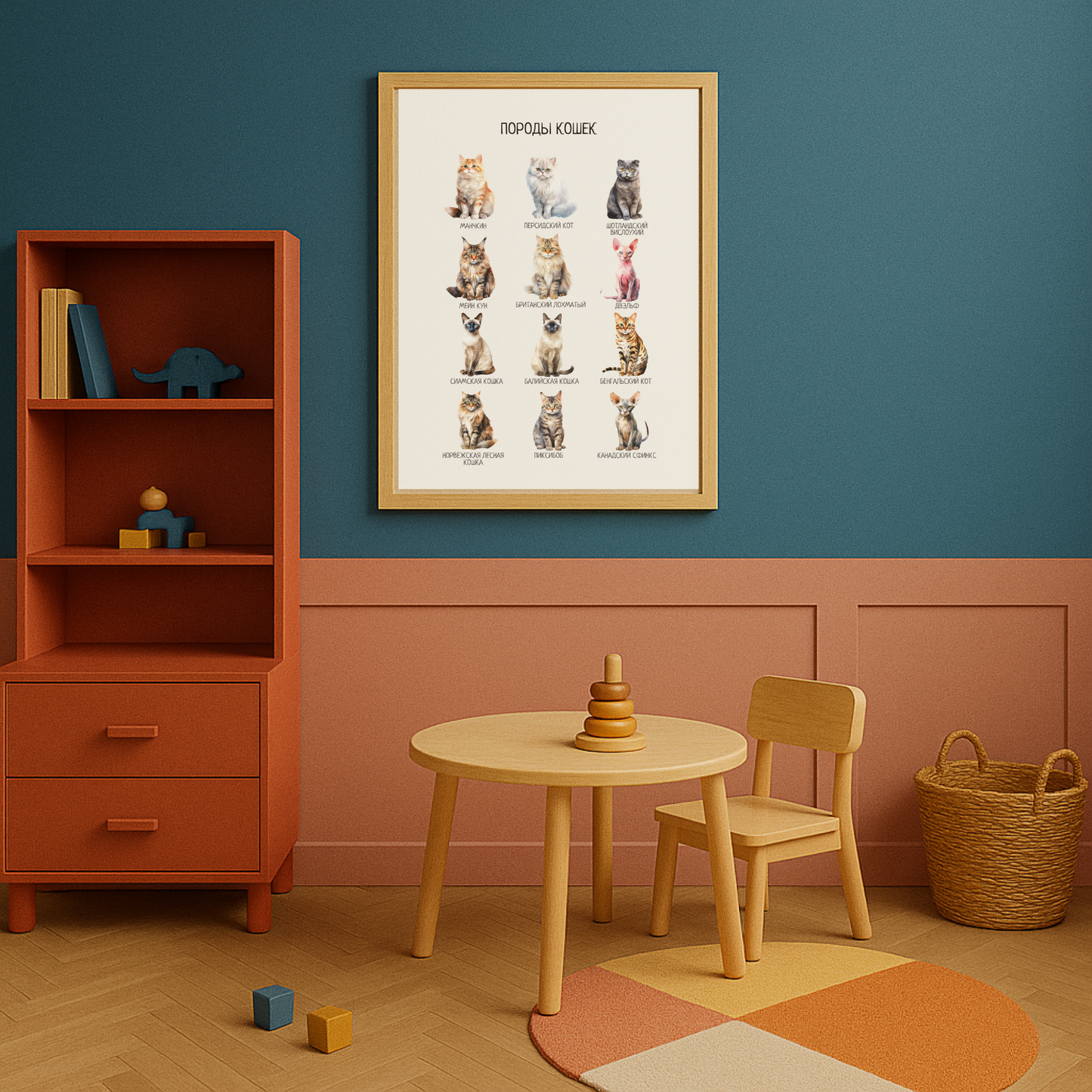 Cat Breeds Poster in Russian – Educational Wall Art