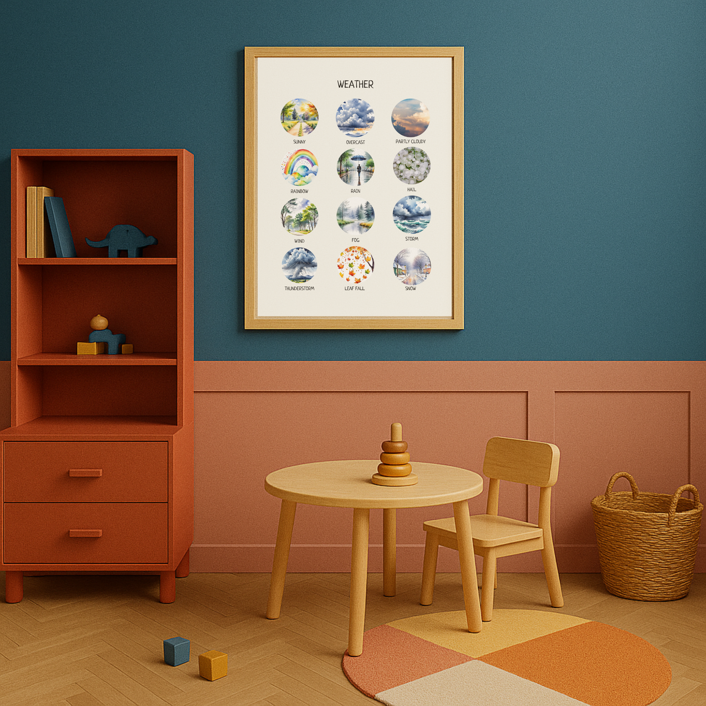 Weather Poster for Kids – Educational Nursery Wall Art