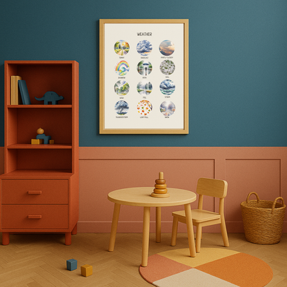 Weather Poster for Kids – Educational Nursery Wall Art