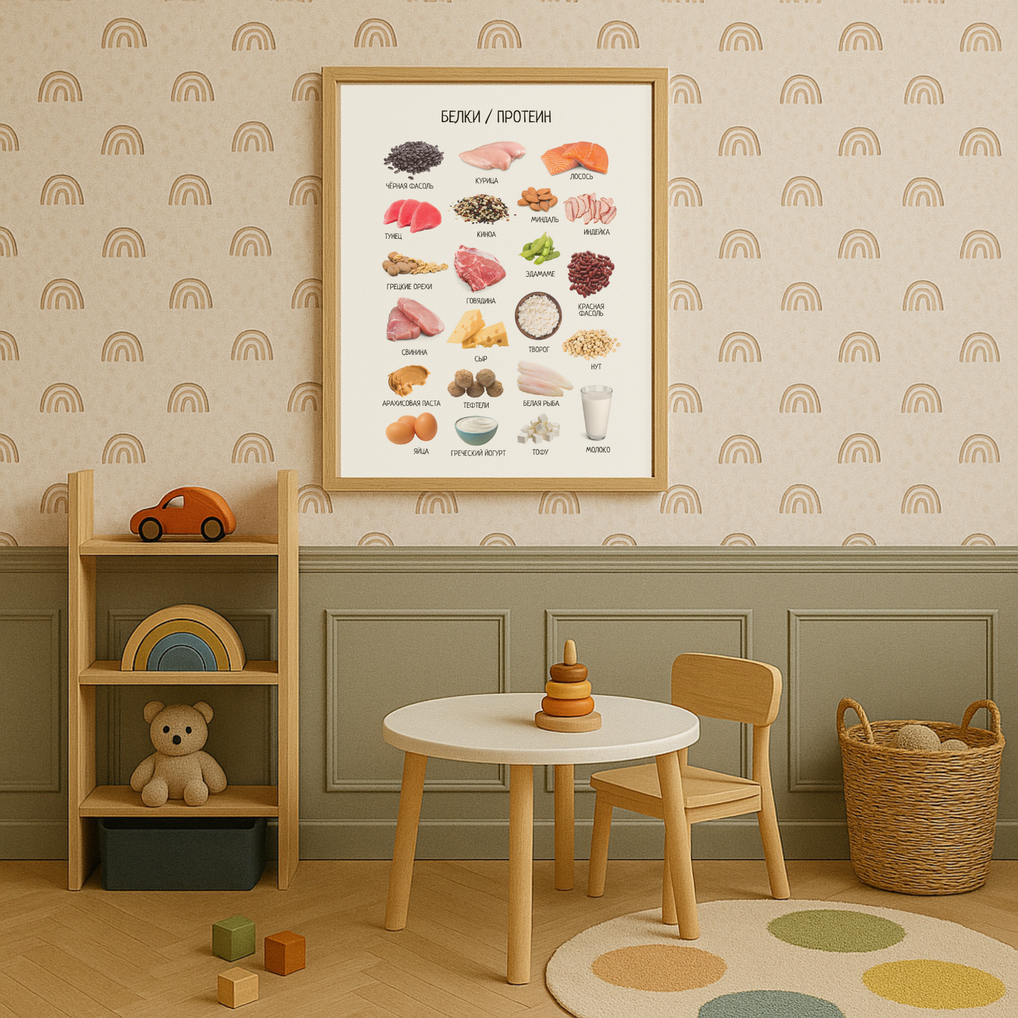 Protein-Rich Foods Poster in Russian - Nursery & Classroom