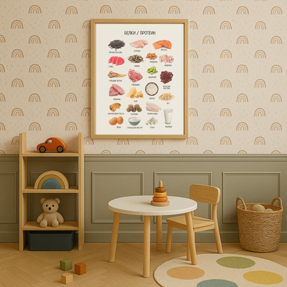 Protein-Rich Foods Poster in Russian - Nursery & Classroom