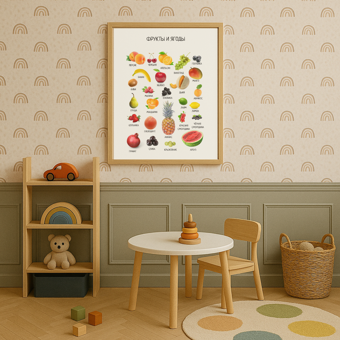 Обучающий плакат "Фрукты и ягоды" | Russian Fruit & Berries Educational Poster, Homeschool Posters, Kids Room Decor, Digital Download