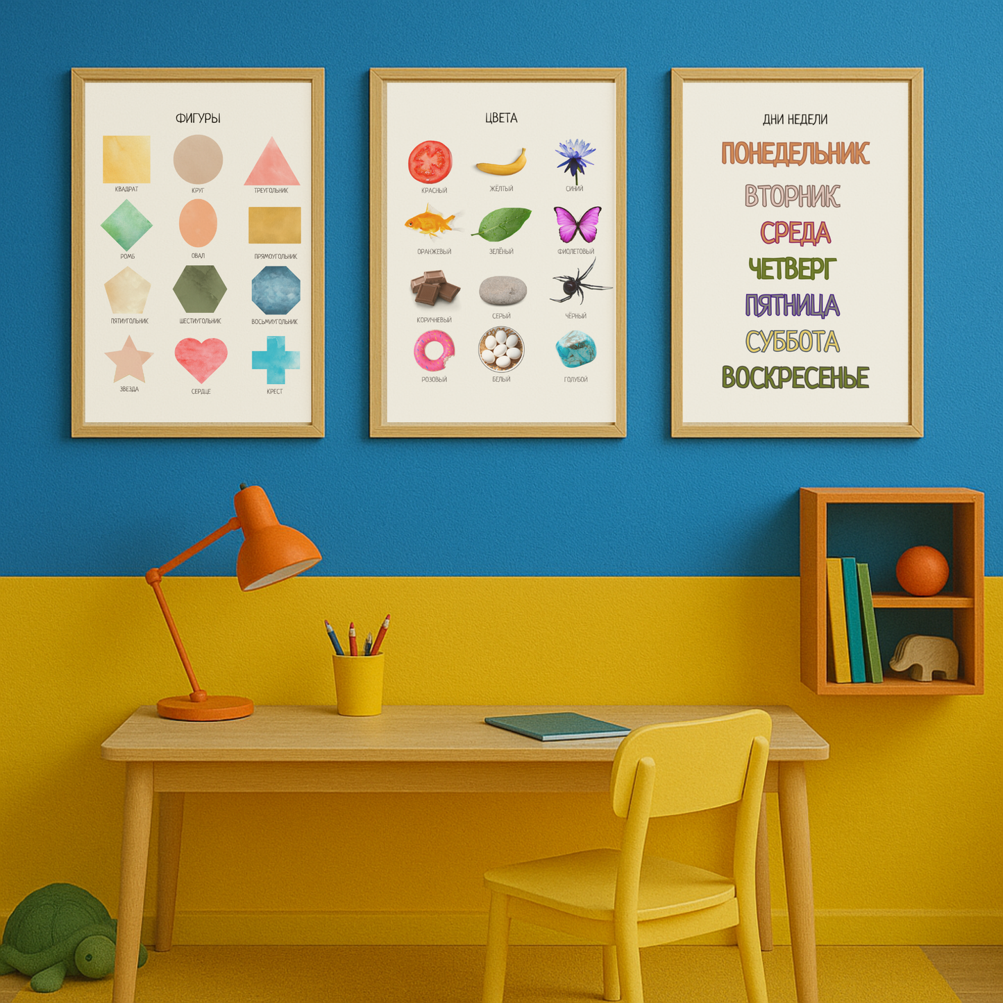 Colors Educational Poster in Russian - Classroom Poster Decor