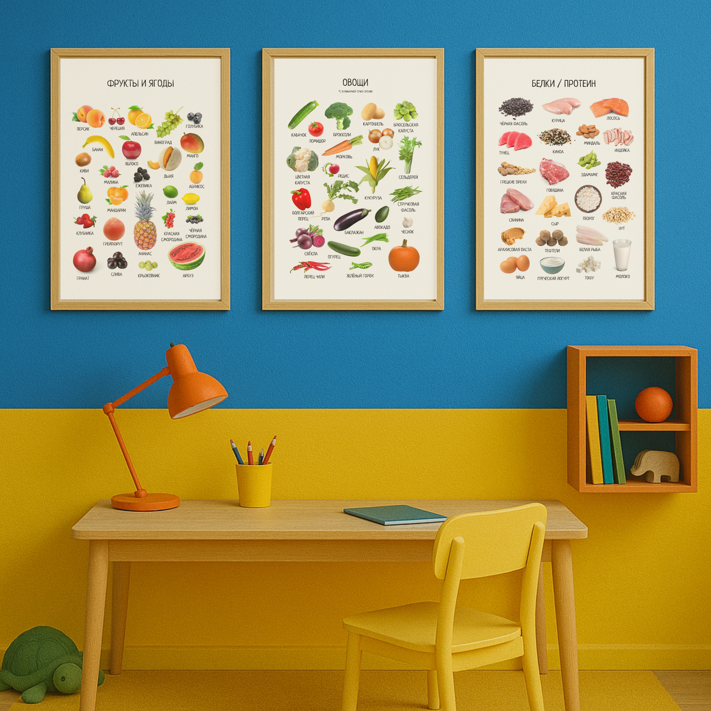 Обучающий плакат "Белковые продукты" | Russian Protein-Rich Foods Educational Poster, Printable Poster, Kids Room Decor, Digital Download