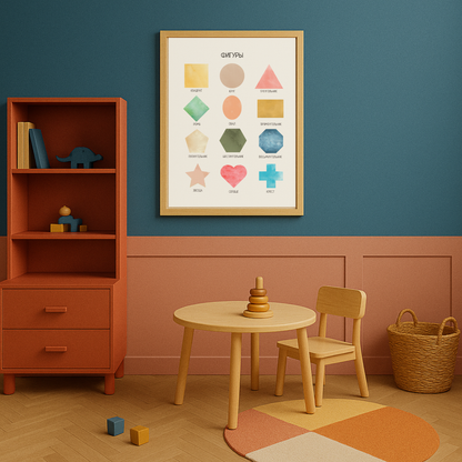 Обучающий плакат "Фигуры" | Shapes Educational Poster, Various Sizes Available for Download | Montessori Learning Printable Poster