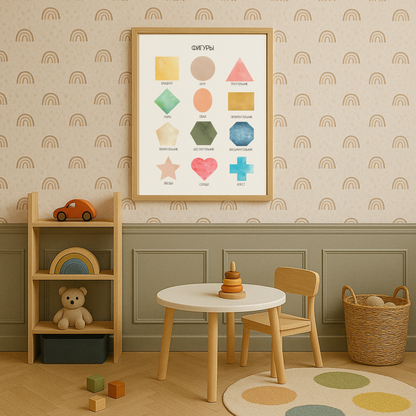 Обучающий плакат "Фигуры" | Shapes Educational Poster, Various Sizes Available for Download | Montessori Learning Printable Poster