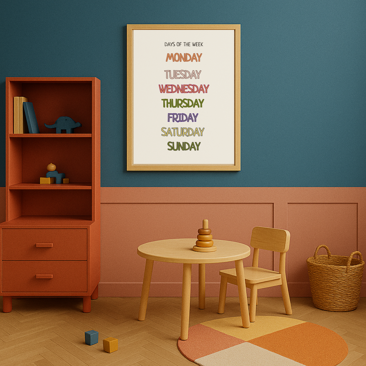 Days of the Week Poster – Educational Print for Kids’ Room