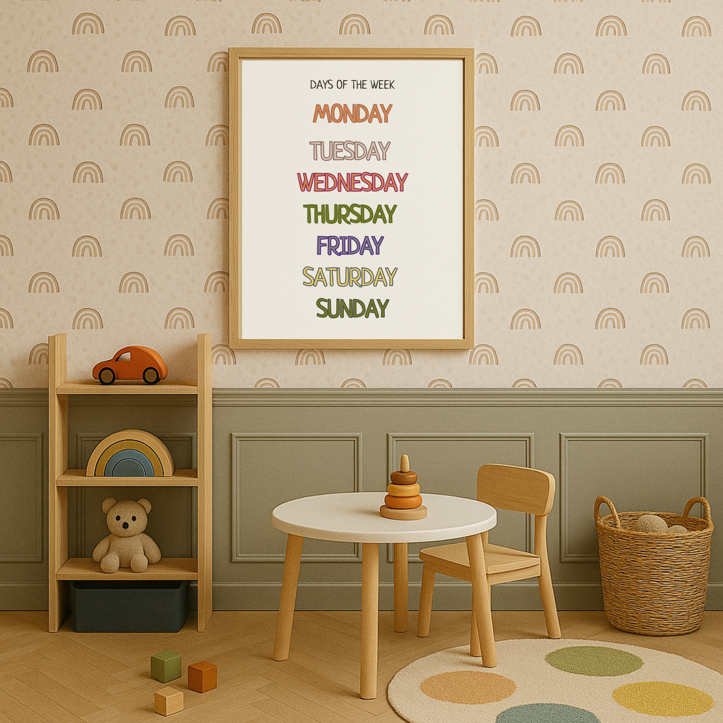 Days of the Week Poster – Educational Print for Kids’ Room