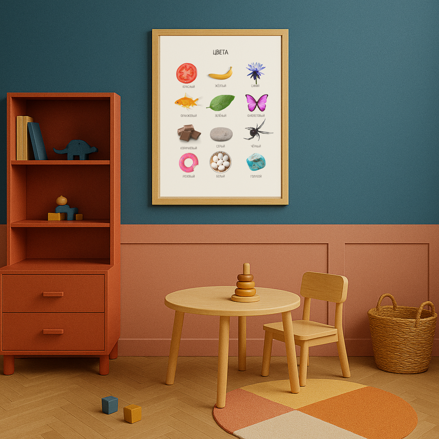 Colors Educational Poster in Russian - Classroom Poster Decor
