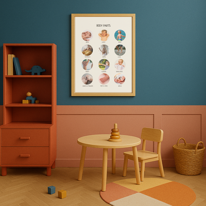 My Body Educational Poster, Printable Wall Art, Body Parts Poster, Preschool Kids Anatomy Poster, Kids Room Decor, Digital Download