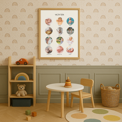 Обучающий плакат "Части тела" | My Body Educational Poster, Various Sizes Available for Download | Montessori Learning Printable Poster