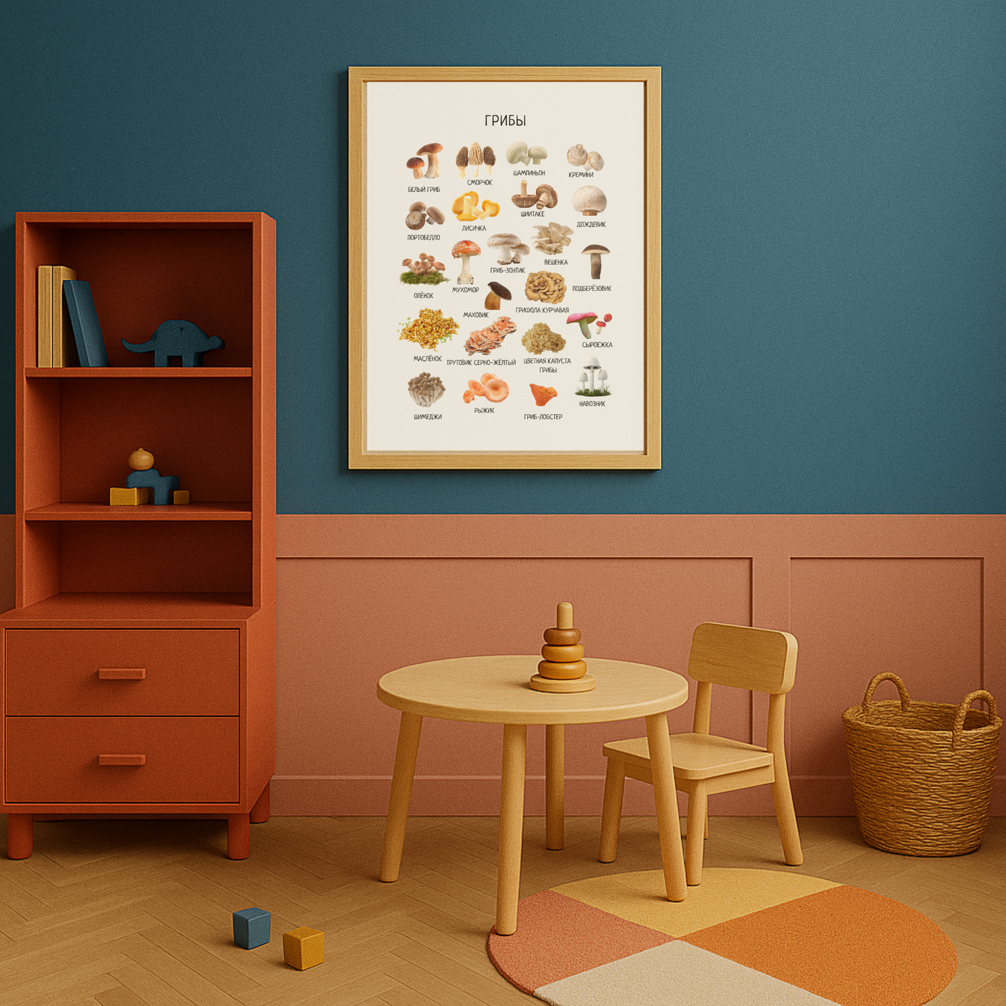 Mushroom Poster - Educational Russian Wall Decor Homeschool Poster
