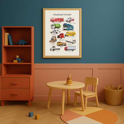Special Transport Poster in Russian - Educational Nursery Poster