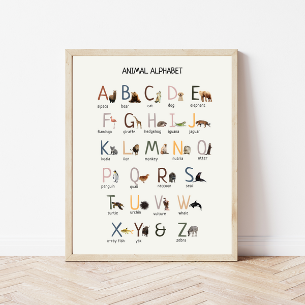 Animal Alphabet Poster – Educational ABC Wall Art Print
