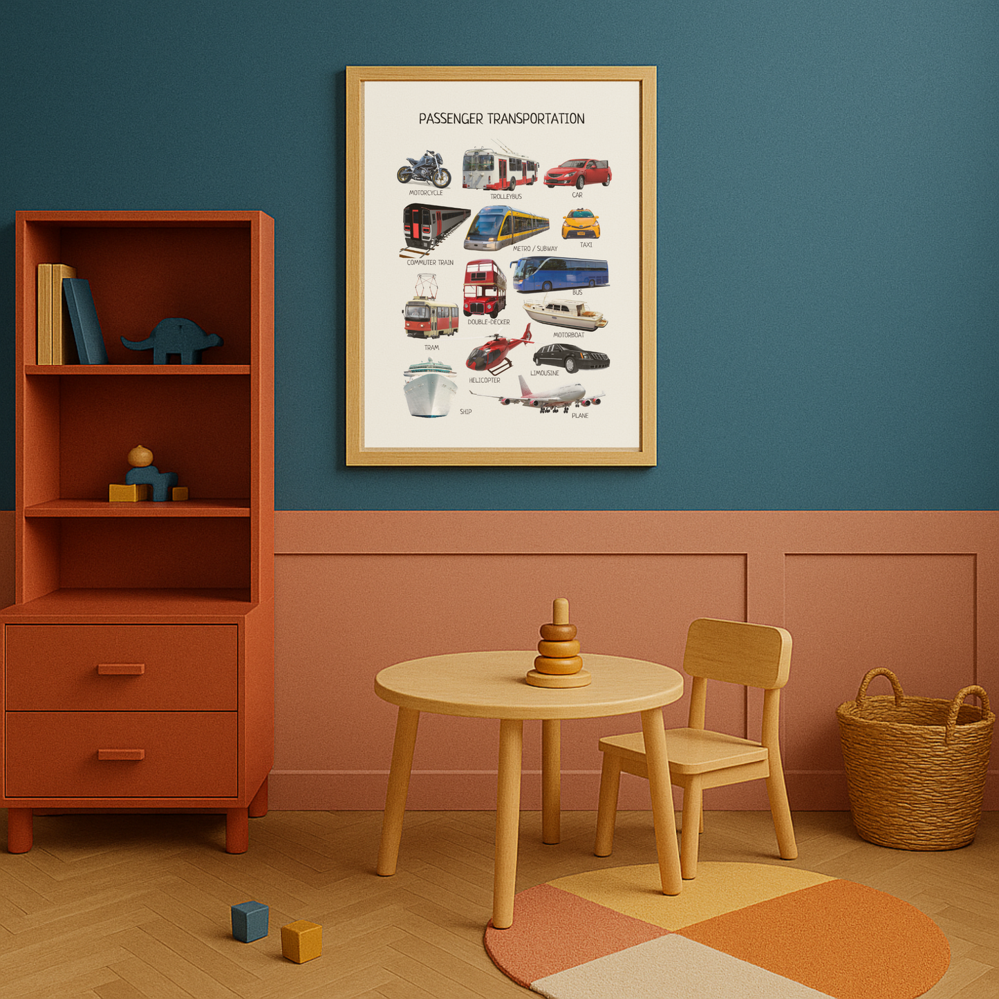 Passenger Transport Poster, Educational Vehicles Poster, Montessori Wall Art, Classroom Decor, Nursery Room Decor, DIGITAL DOWNLOAD