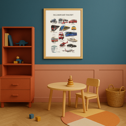 Passenger Transport Poster in Russian - Educational Wall Art